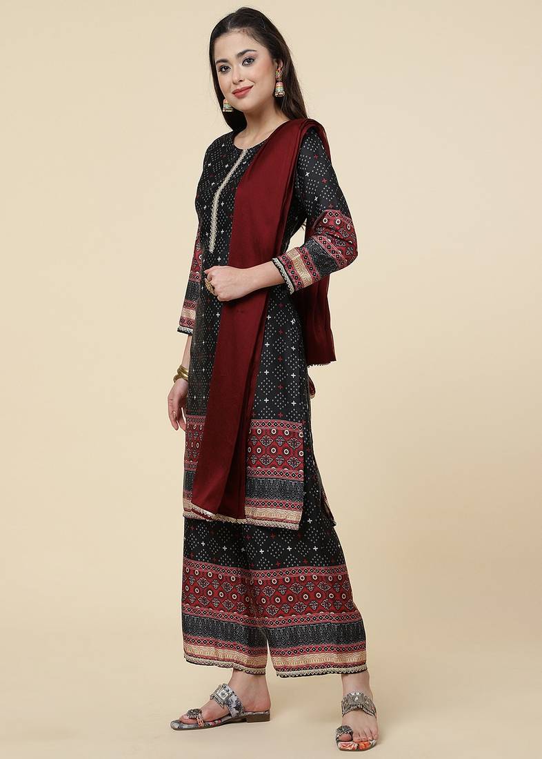 Clemira Multicolor Color Embroidered Women'S Kurta Palazzo Set