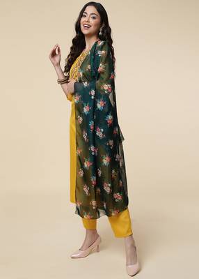 Clemira Multicolor Color Embroidered Women'S Kurta Palazzo Set 1