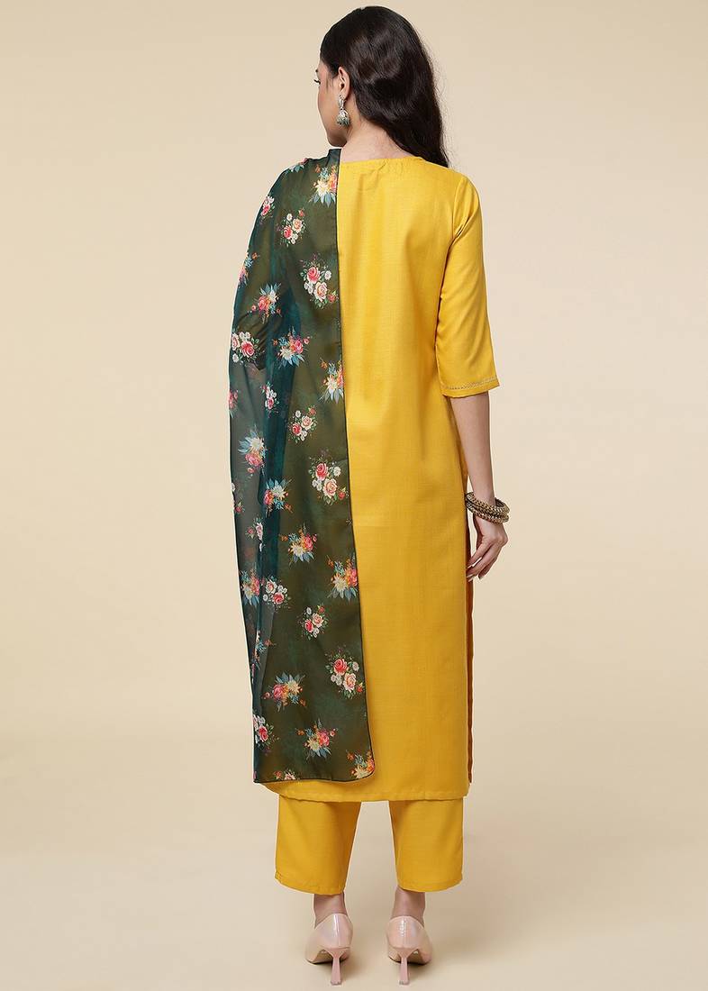 Clemira Multicolor Color Embroidered Women'S Kurta Palazzo Set