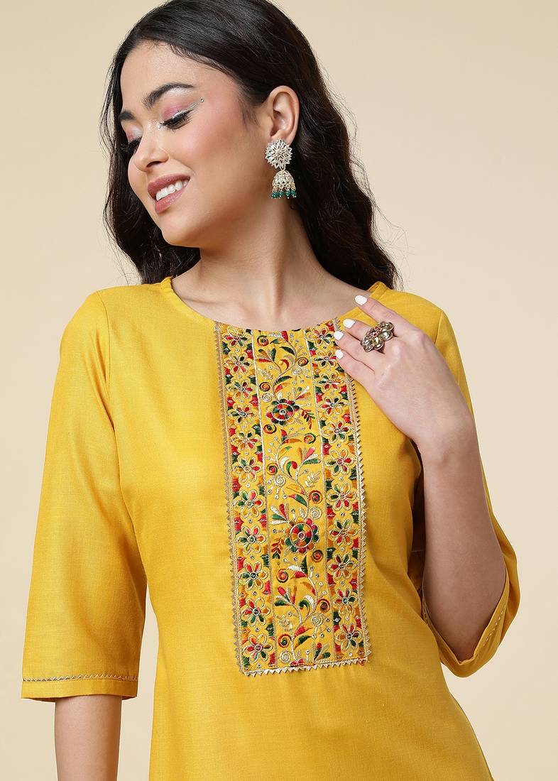 Clemira Multicolor Color Embroidered Women'S Kurta Palazzo Set