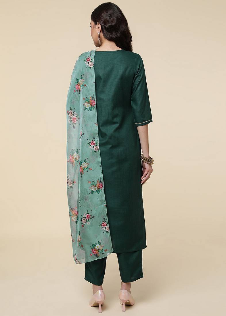 Clemira Multicolor Color Embroidered Women'S Kurta Palazzo Set