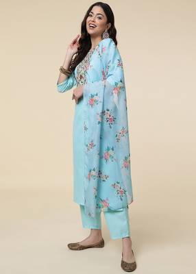 Clemira Multicolor Color Embroidered Women'S Kurta Palazzo Set 1