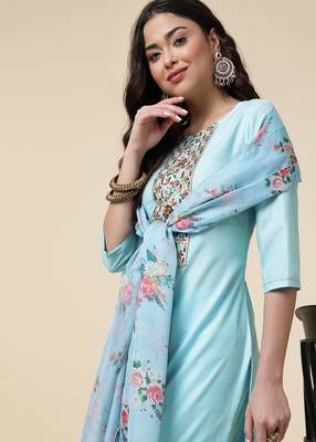 Clemira Multicolor Color Embroidered Women'S Kurta Palazzo Set 5