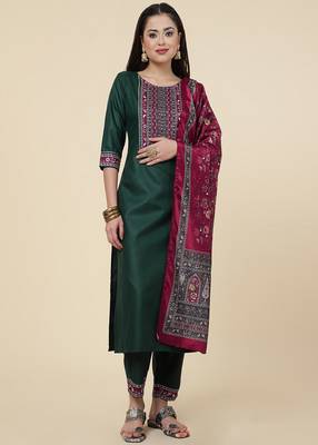 Clemira Multicolor Color Embroidered Women'S Kurta Palazzo Set 1
