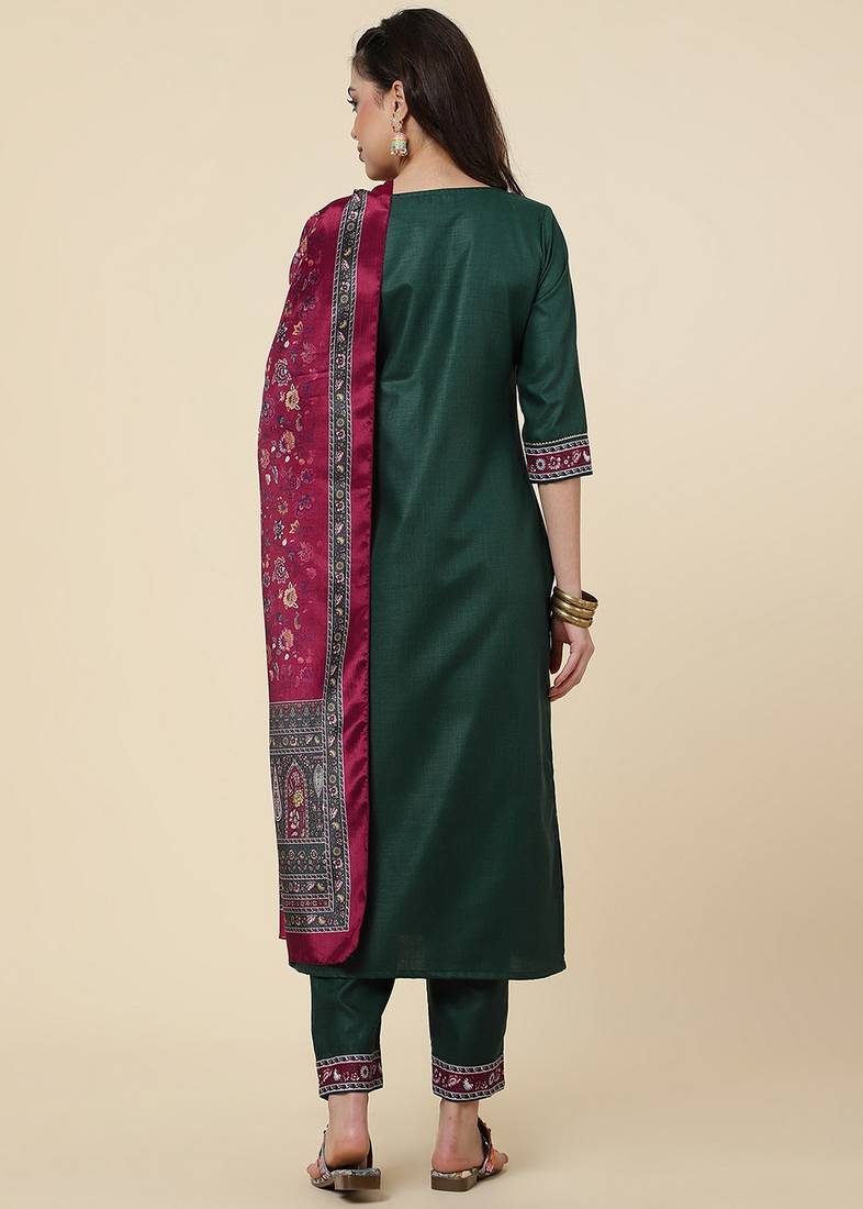 Clemira Multicolor Color Embroidered Women'S Kurta Palazzo Set