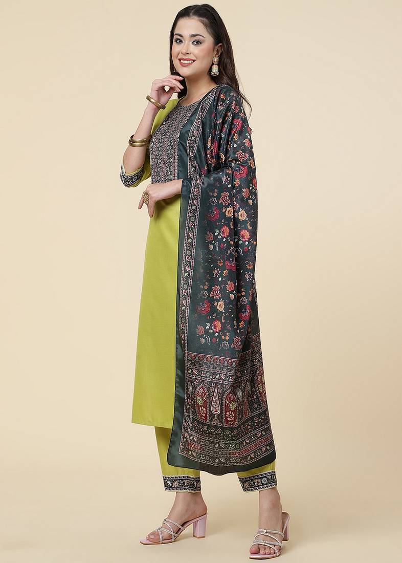 Clemira Multicolor Color Embroidered Women'S Kurta Palazzo Set