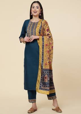 Clemira Multicolor Color Embroidered Women'S Kurta Palazzo Set 1