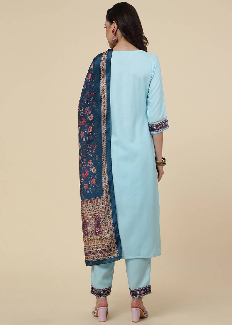 Clemira Multicolor Color Embroidered Women'S Kurta Palazzo Set