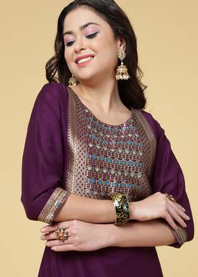 Clemira Multicolor Color Embroidered Women'S Kurta Palazzo Set 3