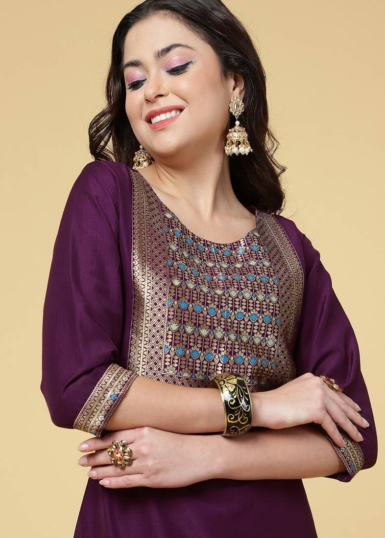 Clemira Multicolor Color Embroidered Women'S Kurta Palazzo Set