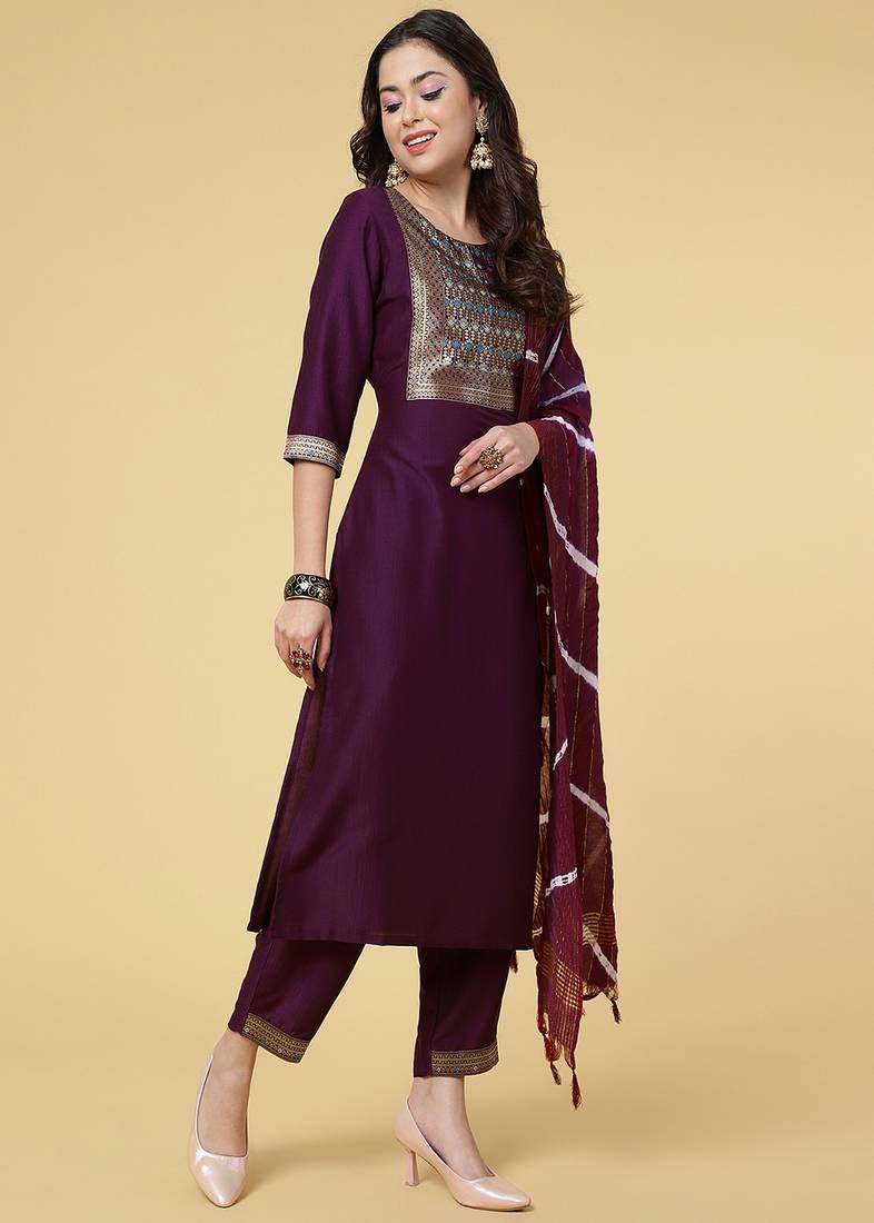 Clemira Multicolor Color Embroidered Women'S Kurta Palazzo Set