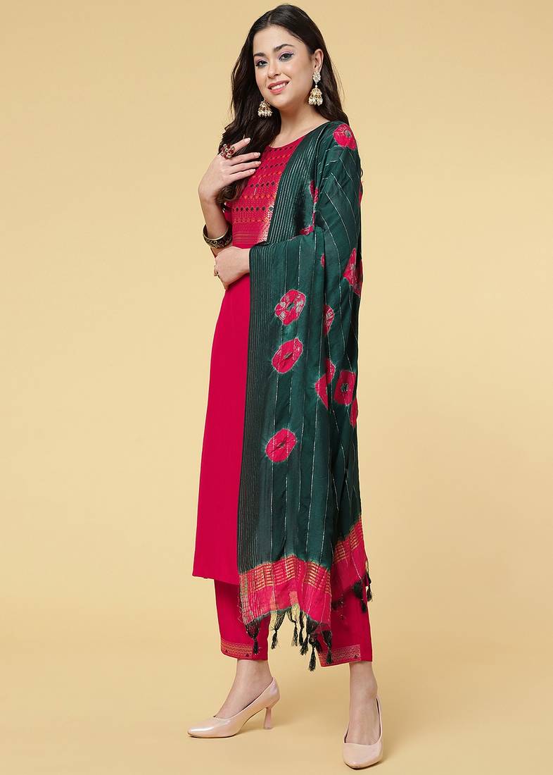 Clemira Multicolor Color Embroidered Women'S Kurta Palazzo Set