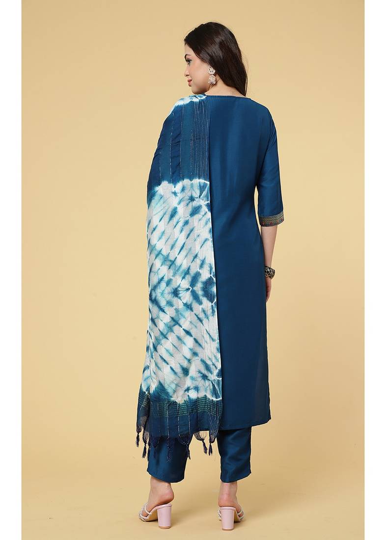 Clemira Multicolor Color Embroidered Women'S Kurta Palazzo Set