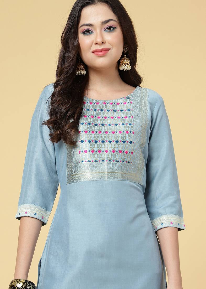 Clemira Multicolor Color Embroidered Women'S Kurta Palazzo Set