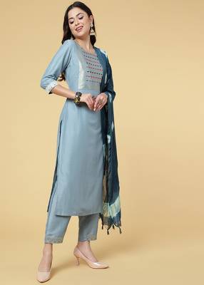 Clemira Multicolor Color Embroidered Women'S Kurta Palazzo Set 5