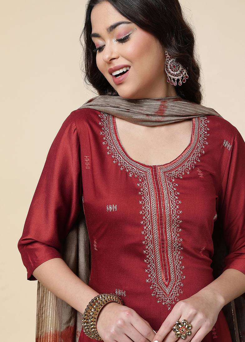 Clemira Multicolor Color Embroidered Women'S Kurta Palazzo Set