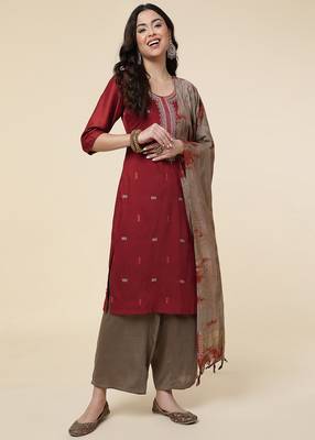 Clemira Multicolor Color Embroidered Women'S Kurta Palazzo Set 1