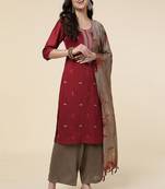 Clemira Multicolor Color Embroidered Women'S Kurta Palazzo Set