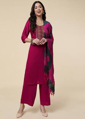 Clemira Multicolor Color Embroidered Women'S Kurta Palazzo Set 1