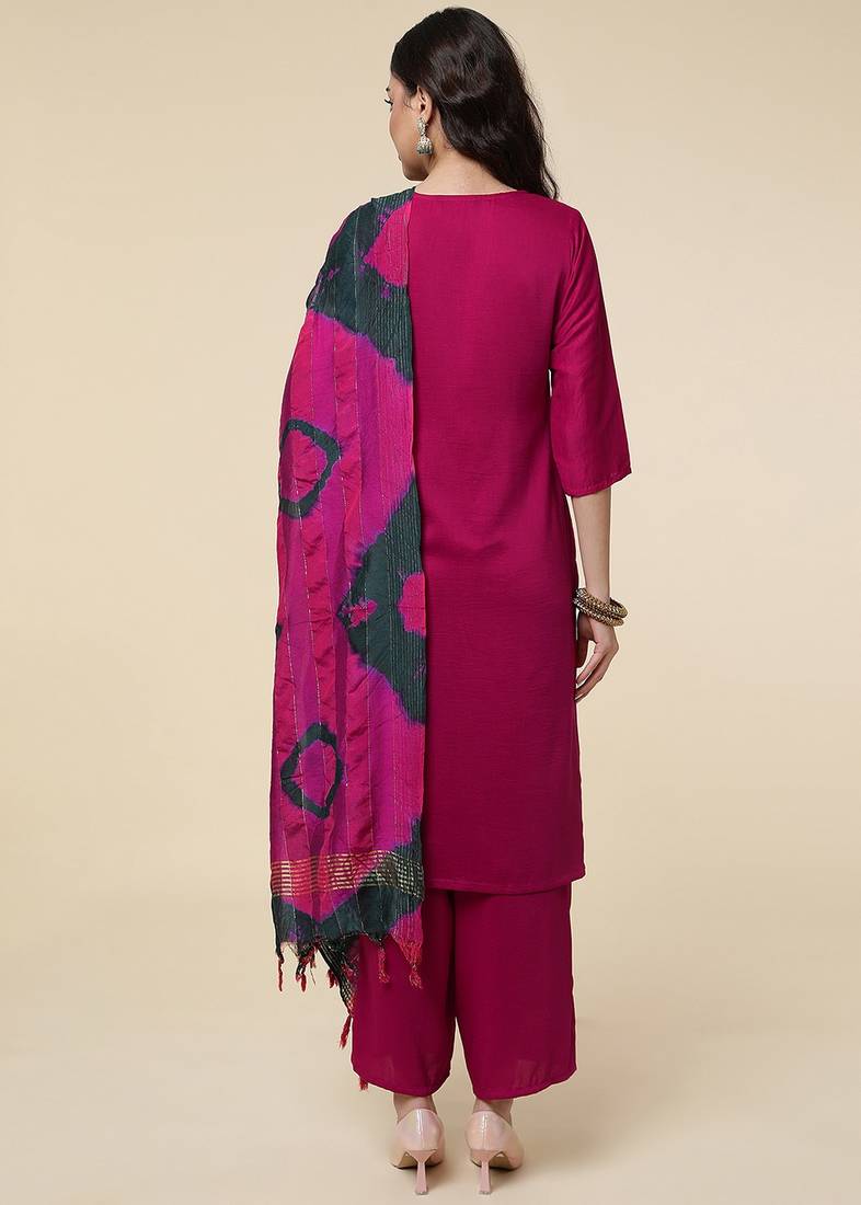 Clemira Multicolor Color Embroidered Women'S Kurta Palazzo Set