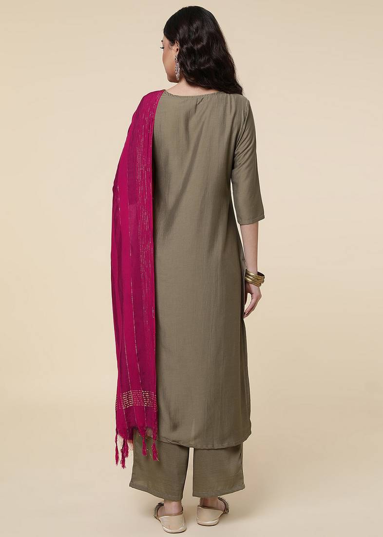 Clemira Multicolor Color Embroidered Women'S Kurta Palazzo Set