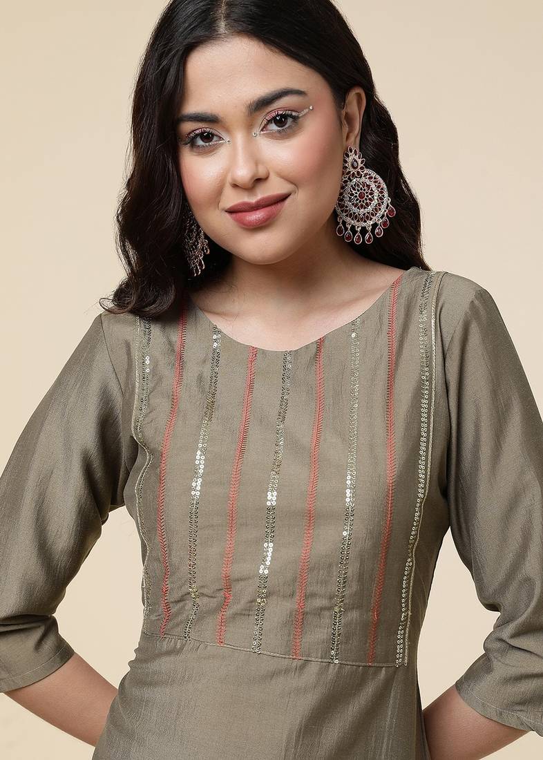 Clemira Multicolor Color Embroidered Women'S Kurta Palazzo Set