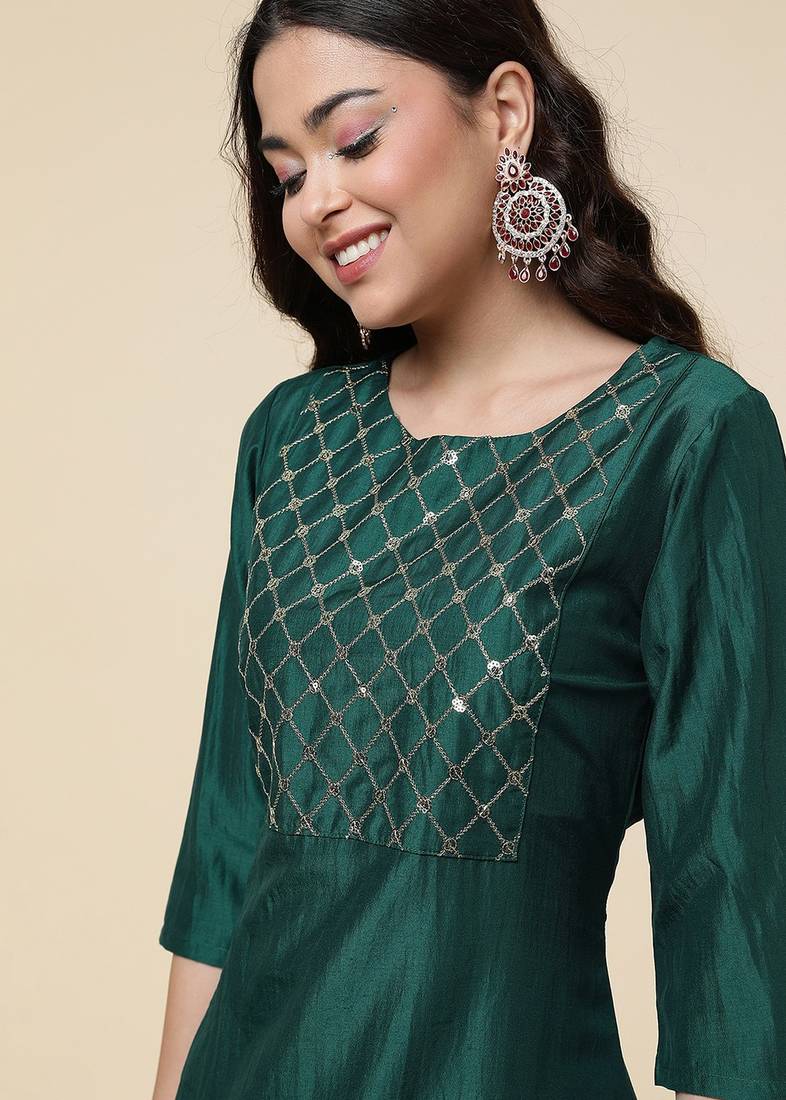 Clemira Multicolor Color Embroidered Women'S Kurta Palazzo Set