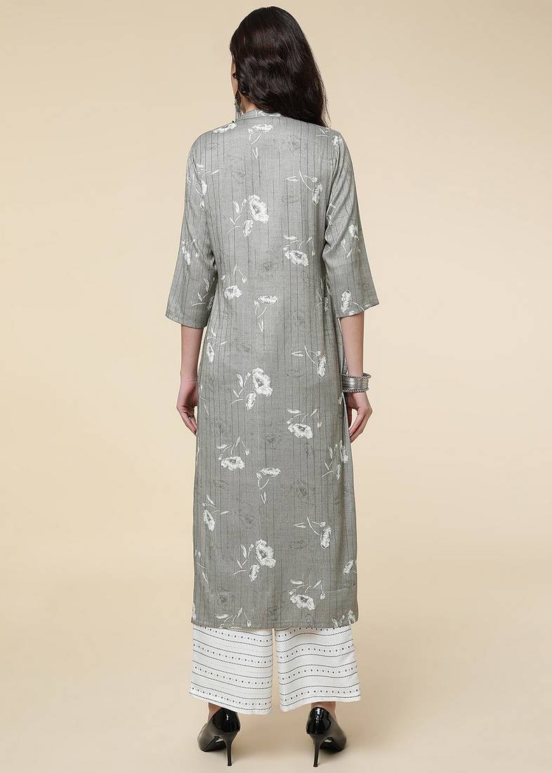 Clemira Black Color Embroidered Women'S Kurta Palazzo Dupatta Set