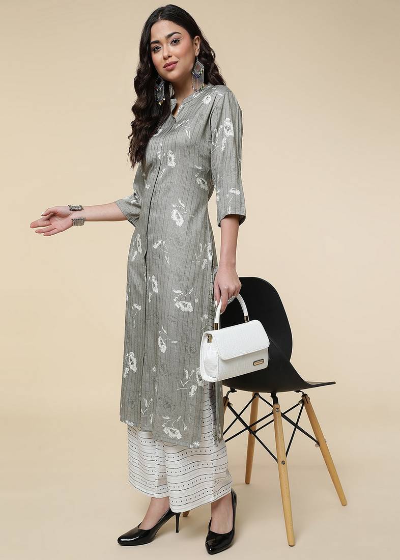 Clemira Black Color Embroidered Women'S Kurta Palazzo Dupatta Set