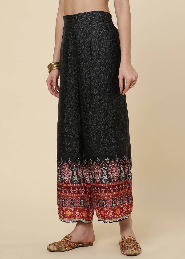 Clemira Black Color Embroidered Women'S Kurta Palazzo Dupatta Set