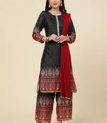 Clemira Black Color Embroidered Women'S Kurta Palazzo Dupatta Set