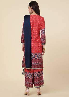 Clemira Dark Blue Color Embroidered Women'S Kurta Palazzo Dupatta Set 5