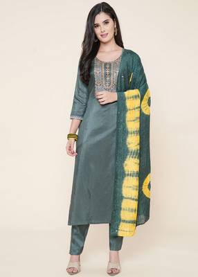 Clemira Maroon Color Embroidered Women'S Kurta Palazzo Dupatta Set 1