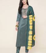 Clemira Maroon Color Embroidered Women'S Kurta Palazzo Dupatta Set