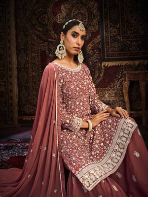 Brown Colour Ethnic Palazzo Dress For Festive Girlish Looks 2