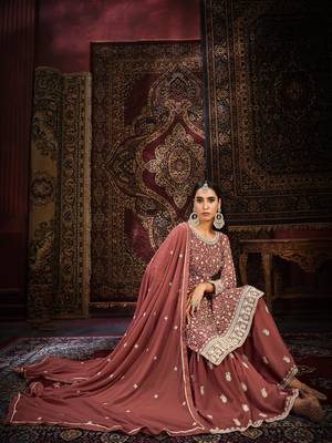 Brown Colour Ethnic Palazzo Dress For Festive Girlish Looks 4