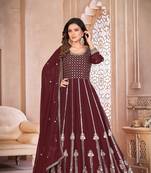 Heavy Ethnic Maroon Colour Fancy Anarkali Dress For Wedding Looks