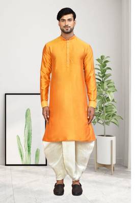 Mens plain dhoti kurta 1
