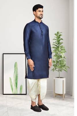 Mens plain dhoti kurta 4