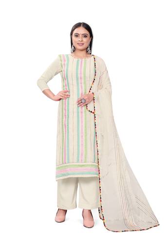 White Colour Ethnic Readymade Palazzo Dress For Festive Looks