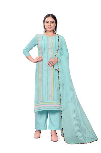 Blue Colour Ethnic Readymade Palazzo Dress For Festive Looks