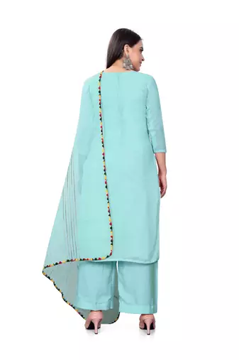 Blue Colour Ethnic Readymade Palazzo Dress For Festive Looks