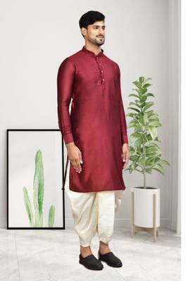 Mens plain dhoti kurta 4
