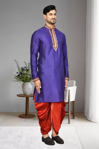 Mens embroidered dhoti kurta