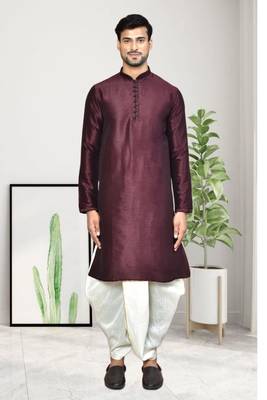 Mens plain dhoti kurta 1