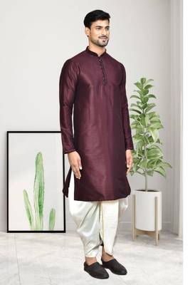 Mens plain dhoti kurta 4