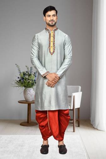 Mens embroidered dhoti kurta