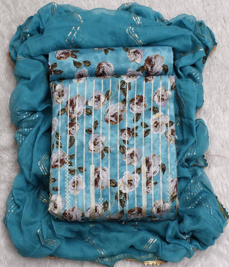 Semi lizi bizi elegance sequin-embellished suit with sequence dupatta