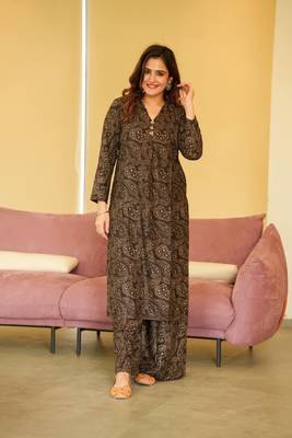 Brown Kurti Bottom Set For Festive Girlish Looks 1