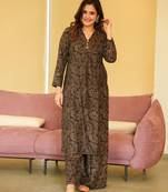 Brown Designer Kurti Bottom Set For Festive Girlish Looks